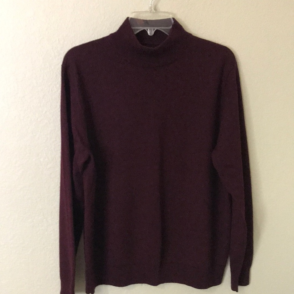 Mock neck wool blend sweater, size L